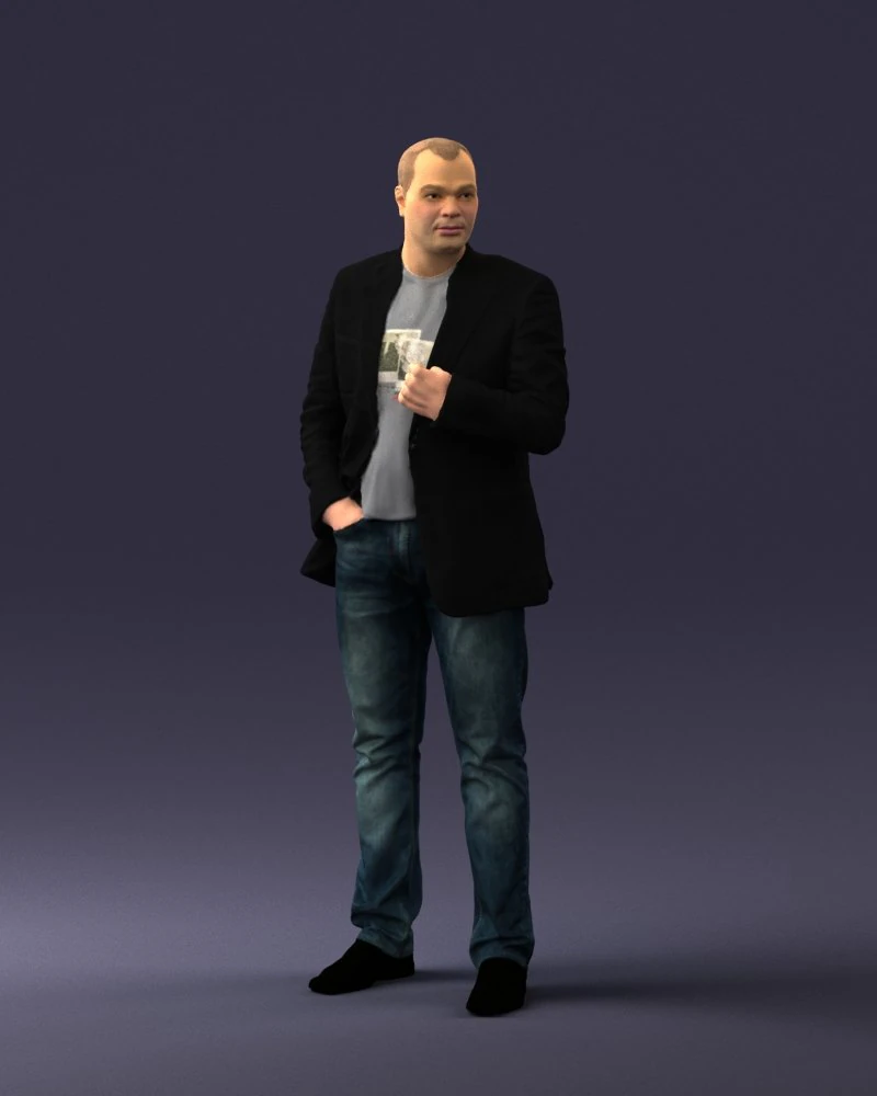000363 Standing Man in Casual Clothing 3D Model .c4d .max .obj .3ds .fbx .stl .blend 