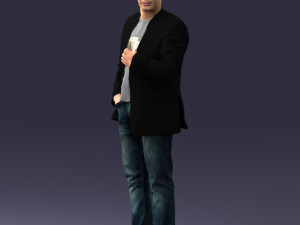 man in jacket 0020 3d print ready Model do druku 3D