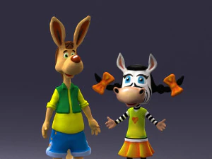 000360 Cartoon Characters Duo 3D Model