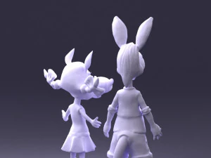 000360 Cartoon Characters Duo 3D Model
