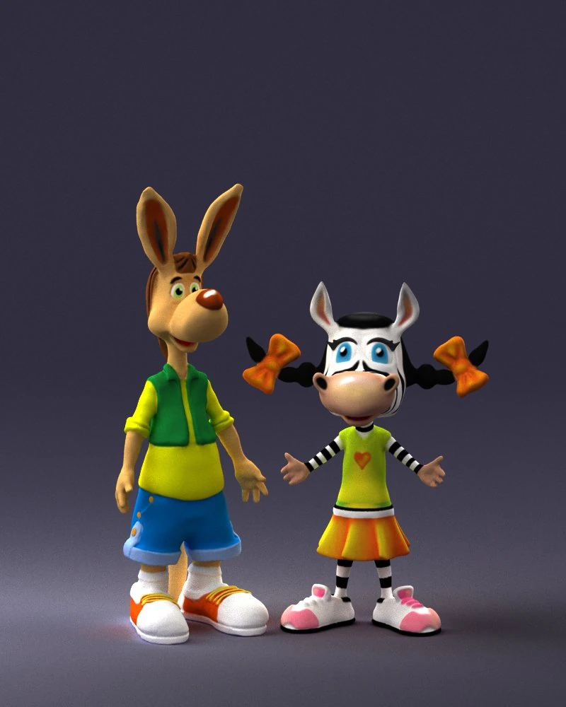 000360 Cartoon Characters Duo 3dp 3D Print Model .c4d .max .obj .3ds .fbx .stl .blend 