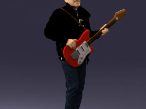 000349 Hombre tocando una guitarra el&eacute;ctrica Modelo 3D