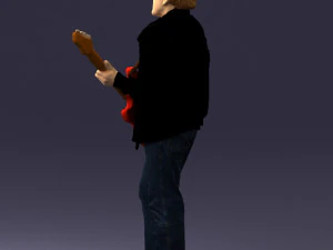 000349 Hombre tocando una guitarra el&eacute;ctrica Modelo 3D