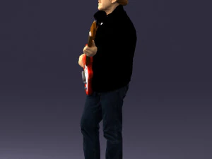 000349 Hombre tocando una guitarra el&eacute;ctrica Modelo 3D