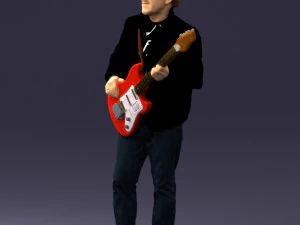 000349 Hombre tocando una guitarra el&eacute;ctrica Modelo 3D
