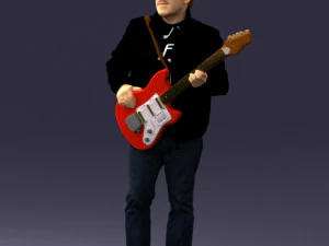 000349 Hombre tocando una guitarra el&eacute;ctrica Modelo 3D