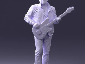 000349 Hombre tocando una guitarra el&eacute;ctrica Modelo 3D