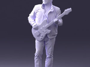 000349 Hombre tocando una guitarra el&eacute;ctrica Modelo 3D