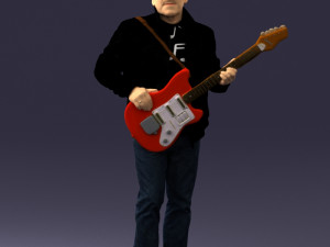 man with electric guitar 0006 3d print ready Modelo de Impressão 3D