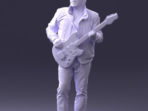 man with electric guitar 0006 3d print ready Modelo de Impressão 3D