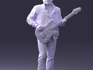 man with electric guitar 0006 3d print ready Modelo de Impressão 3D