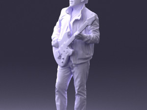 man with electric guitar 0006 3d print ready Modelo de Impressão 3D