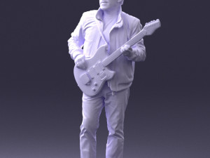 man with electric guitar 0006 3d print ready Modelo de Impressão 3D