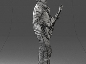 man with electric guitar 0006 3d print ready Modelo de Impressão 3D