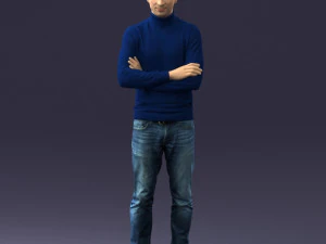 000374 Personagem Masculino em Gola Alta Azul Modelo 3D