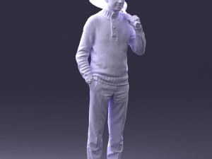 000379 Realistic Male Character Holding Sports Racket 3D Model