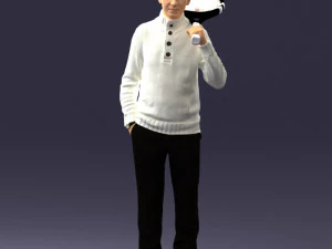 000379 Realistic Male Character Holding Sports Racket 3dp 3D Print Model