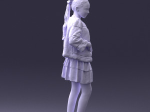 girl in fur coat 0023 3d print ready 3Dプリントモデル