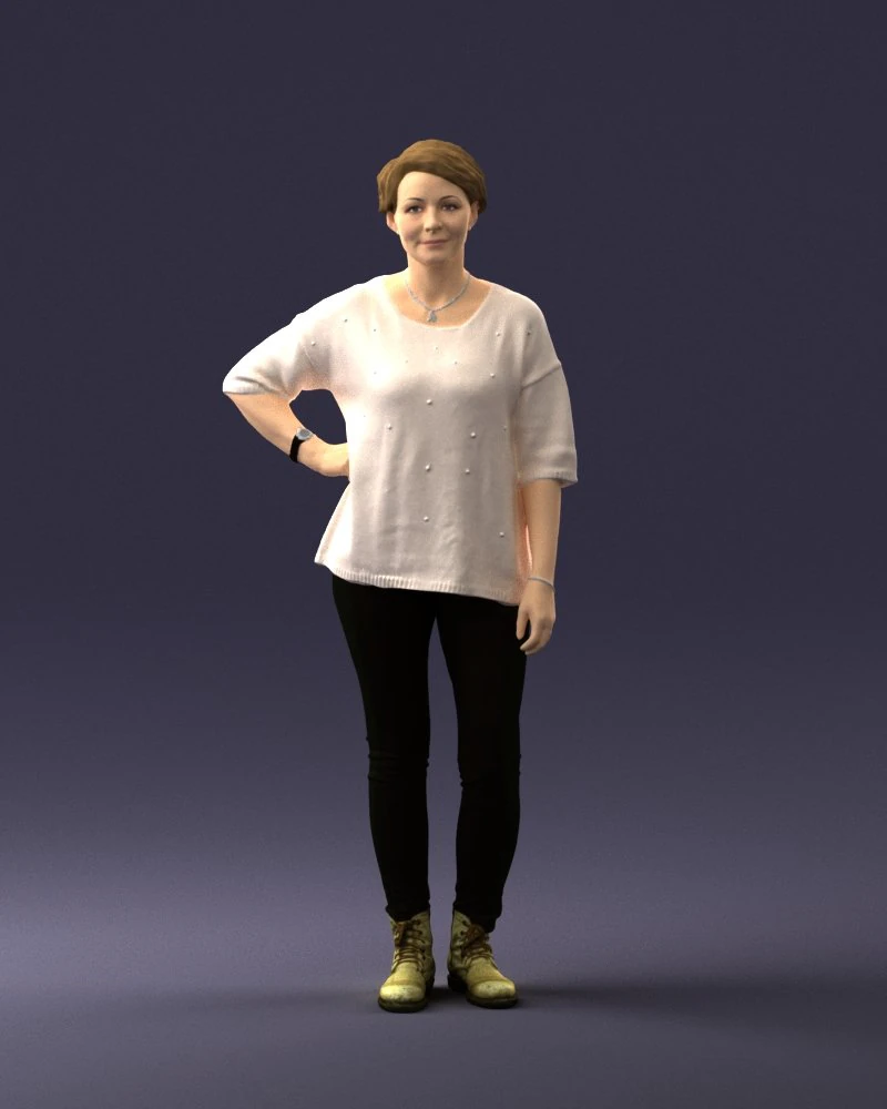 000372 Woman in Casual Outfit 3D Model .c4d .max .obj .3ds .fbx .stl .blend 
