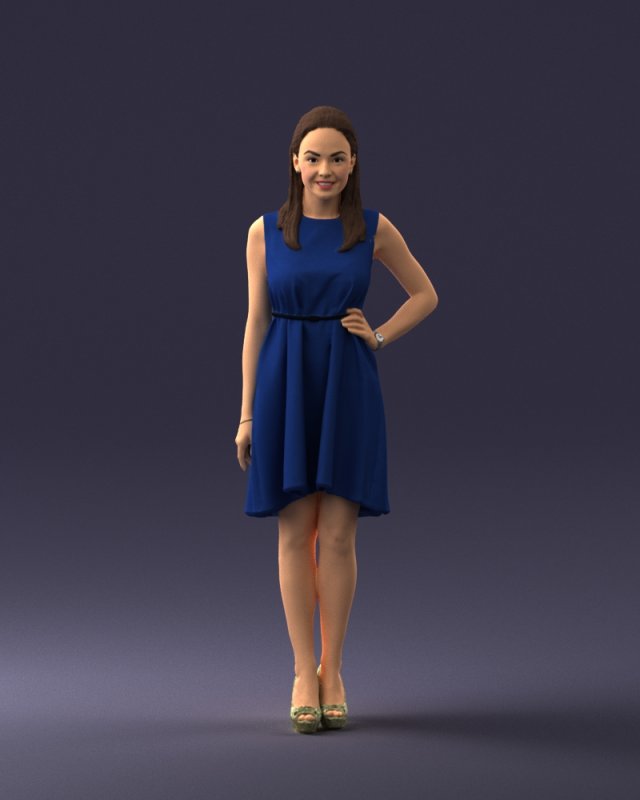woman in blue dress 0035 3D Model .c4d .max .obj .3ds .fbx .stl .blend 