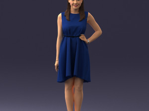 woman in blue dress 0035 Modello 3D