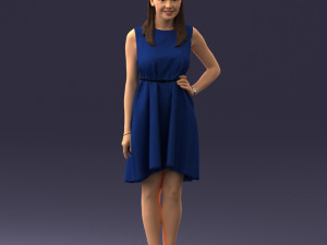 woman in blue dress 0035 3D Model