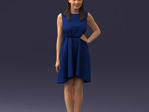 000378 Woman in Blue Dress 3D Model