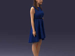 000378 Woman in Blue Dress 3D Model