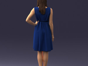 woman in blue dress 0035 3D Model