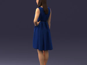 000378 Woman in Blue Dress 3D Model
