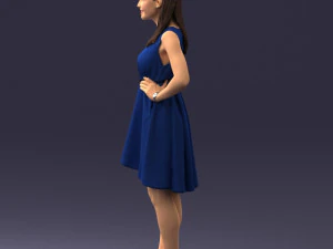 000378 Woman in Blue Dress 3D Model