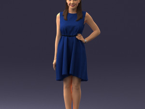 woman in blue dress 0035 3D Model
