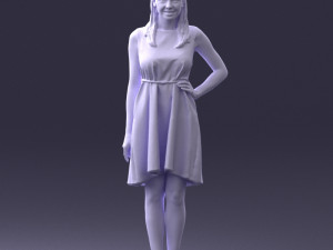 woman in blue dress 0035 3D Model