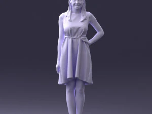 000378 Woman in Blue Dress 3D Model
