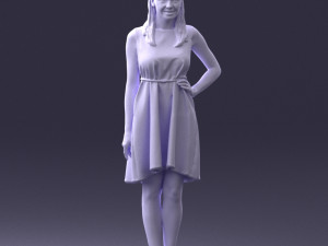 woman in blue dress 0035 3D Model