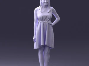 000378 Woman in Blue Dress 3D Model