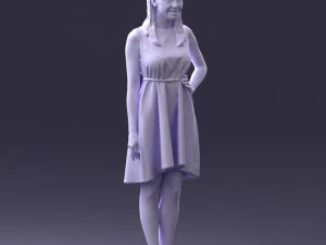 000378 Woman in Blue Dress 3D Model