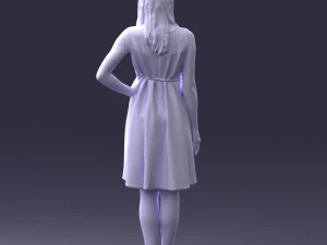000378 Woman in Blue Dress 3D Model