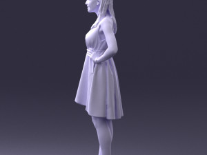 woman in blue dress 0035 3D Model
