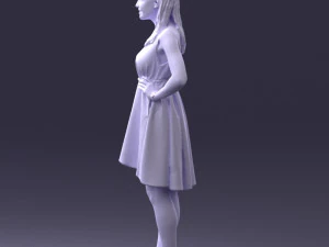 000378 Woman in Blue Dress 3D Model