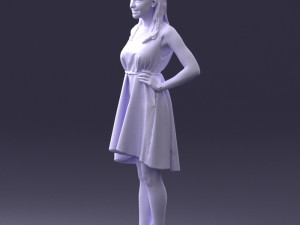 woman in blue dress 0035 3D Model