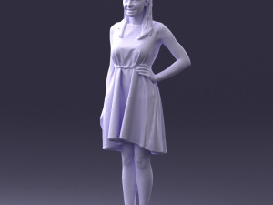 woman in blue dress 0035 3D Model