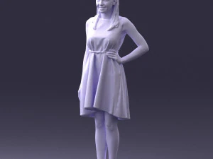 000378 Woman in Blue Dress 3D Model
