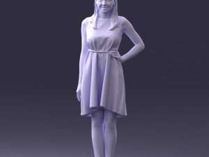woman in blue dress 0035 3D Model
