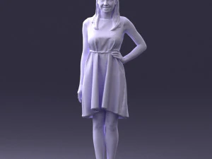 000378 Woman in Blue Dress 3D Model