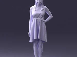 000378 Woman in Blue Dress 3D Model