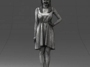 000378 Woman in Blue Dress 3D Model