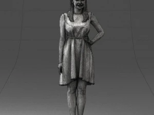 000378 Woman in Blue Dress 3D Model