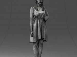 000378 Woman in Blue Dress 3D Model