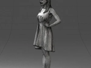 000378 Woman in Blue Dress 3D Model